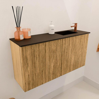 Mondiaz JOYA 80cm toiletmeubel - kleur Oak - Wastafel FAYE positie Rechts 1 kraangat kleur Urban.