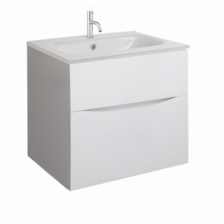 Crosswater Glide II Meuble sous vasque - 60x45x52cm - 2 tiroirs - sans poignées - White Gloss