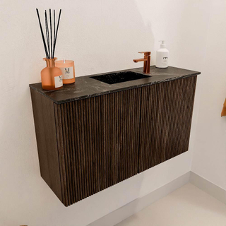 Mondiaz JOYA-DLUX 70cm toiletmeubel - kleur Walnut - Wastafel FAYE positie Midden 1 kraangat kleur Lava.