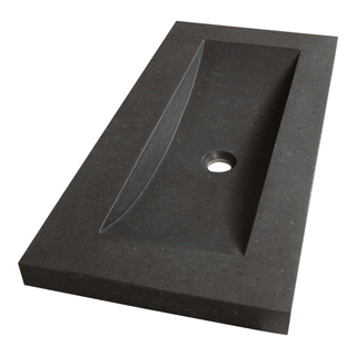 BRAUER Magma wastafel ondiep 80x40x5cm - 1 wasbak - 0 kraangaten - natuursteen - basalt antraciet