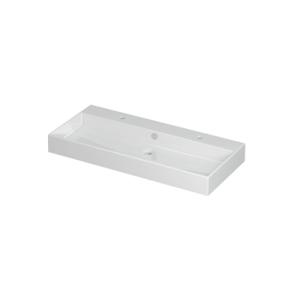 INK Unlimited wastafel - 100x45x11cm - 1 wasbak - 2 kraangaten - porselein wit glans OUTLETSTORE