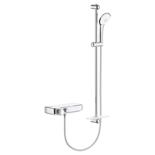 GROHE Grohtherm Smartcontrol Ensemble de douche - mitigeur thermostatique - avec ensemble de douche - 90 cm - douchette ronde - 3 types de jet - flexible de douche lisse - avec porte-savon - chrome
