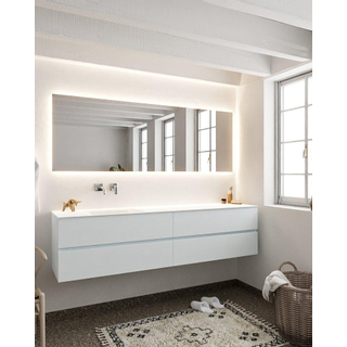 Mondiaz VICA ensemble de meuble de salle de bain - 200cm - meuble sous-vasque argile - 4 tiroirs - lavabo nuage gauche - sans trou de robinet version XL 60cm de haut