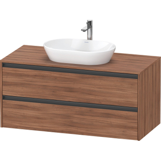 Duravit ketho 2 meuble sous lavabo avec plaque de console et 2 tiroirs 120x55x56.8cm avec poignées noyer anthracite mate
