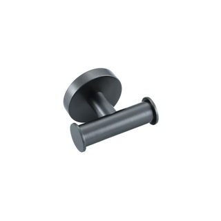 Fortifura Calvi Handdoekhaak - rond - dubbel - Geborsteld Gunmetal PVD
