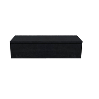 Arcqua living meuble 120x46x30cm 2 tiroirs sans poignée panneau de particules mélaminé chêne noir