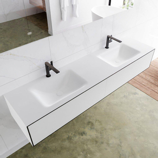 Mondiaz Lagom Meuble avec 2 tiroir 180x30x45cm vasque double Cloud 2 trous de robinet Solid Surface Urban