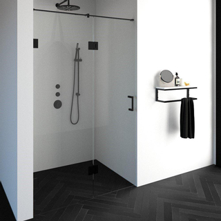 BRAUER Crée porte de douche 130x200cm 2 pièces sans profilé avec anti-calcaire et verre de sécurité 8mm noir mat