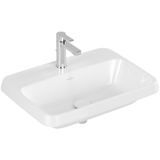 Villeroy & boch architectura lavabo à encastrer 60x45x17cm rectangle 1 trou pour robinet sans trou de trop-plein blanc alpin gloss ceramic+
