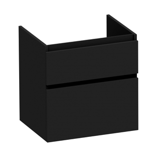 BRAUER Advance Wastafelonderkast - 60x46x60cm - 2 softclose greeploze lades - 1 sifonuitsparing - MDF mat zwart