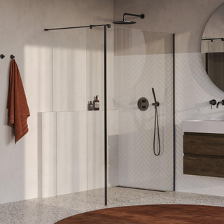 BRAUER Oblivion Inloopdouche - 130x200cm - 30cm zijwand - glascoating - helder glas - geborsteld gunmetal PVD