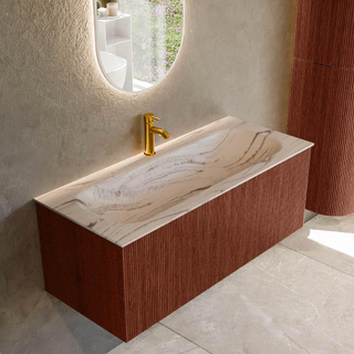 MONDIAZ KURVE-DLUX 110cm badmeubel kleur Ruby met 1 lade en 0 deuren. Wastafel BIG MEDIUM Midden 1 kraangat Nata.