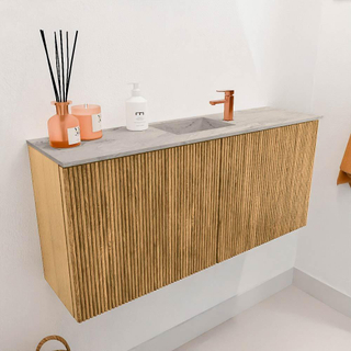 Mondiaz JOYA-DLUX 90cm meuble de toilette - couleur Chêne - Vasque FAYE position Milieu 1 trou de robinet couleur Glace.