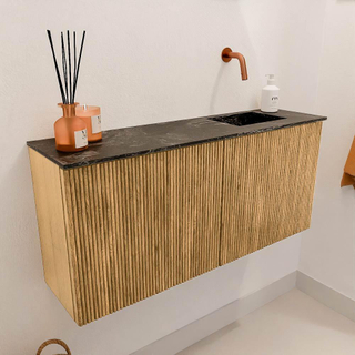 Mondiaz JOYA-DLUX 90cm toiletmeubel - kleur Oak - Wastafel FAYE positie Rechts Zonder kraangat kleur Lava.