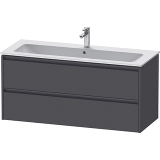 Duravit Ketho 2 wastafelonderbouwkast met 2 laden voor enkele wastafel 121x48x55cm met grepen antraciet grafiet mat