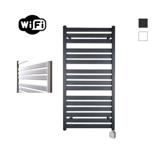 Sanicare HPW - Moda Radiateur électrique - 120x60cm - 876W - wifi - thermostat - argent - en bas à droite - noir mat