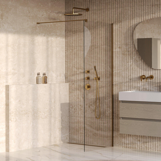 BRAUER Oblivion Inloopdouche - 80x200cm - glascoating - helder glas - geborsteld goud PVD