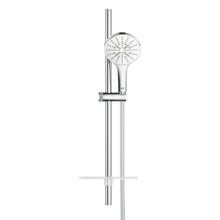 GROHE Rainshower SmartActive 130 Ensemble de douche - 60cm - douchette ronde - 3 types de jet - flexible de douche lisse - avec porte-savon - chrome/blanc lunaire