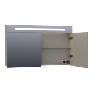 Saniclass 2.0 Spiegelkast - 120x70x15cm - verlichting geintegreerd - 2 links- en rechtsdraaiende spiegeldeuren - MDF - mat taupe