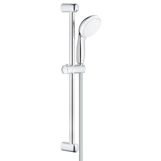 GROHE New Tempesta 100 Ensemble de douche - 60cm - douchette ronde - 2 types de jet - flexible de douche lisse - chrome/blanc