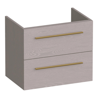 BRAUER Trust meuble sous lavabo peu profond 60 excl. poignées à poser 2 tiroirs softclose et 1 découpe pour le siphon - Timber Greige