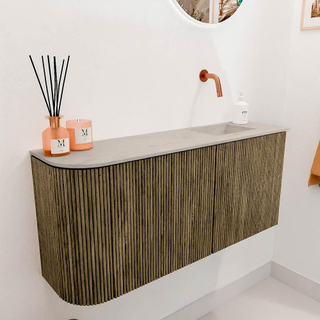 Mondiaz JOYA-DLUX Meuble de toilette 91,6cm - arrondi gauche couleur Dusk - Vasque FAYE position Droite Sans trou de robinet couleur Opalo