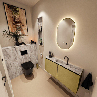 MONDIAZ TURE-DLUX Meuble toilette - 100cm - Oro - EDEN - vasque Glace - position centrale - 1 trou de robinet
