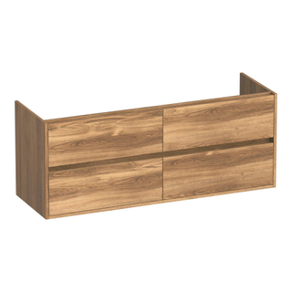 BRAUER Adore meuble sous lavabo - 140x46x55cm - 4 tiroirs à fermeture douce - sans poignée - 2 découpes pour siphon - Honey