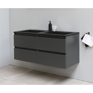 Basic Bella Meuble salle de bains avec lavabo acrylique Noir 120x55x46cm sans trous de robinet Anthracite mat