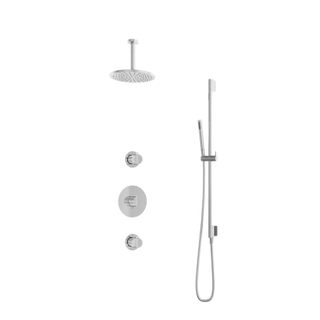 Hotbath Buddy IBS1 Regendoucheset - 2 stopkranen - 15cm plafondarm - 20cm ronde hoofddouche - staafhanddouche - glijstang - chroom