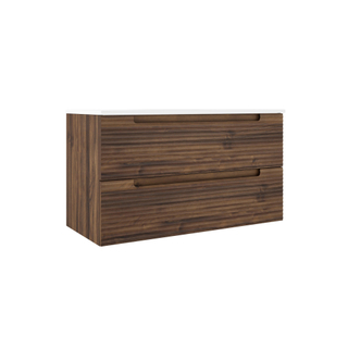 Saniclass Prime Balance Meuble sous lavabo - 100x55x44.9cm - 2 tiroirs - Poignée intégrée - MDF - Noyer