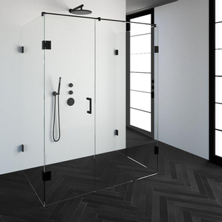 Saniclass Create Cabine de douche XL 160x100cm sans profilé avec verre de sécurité anticalcaire 8mm noir mat