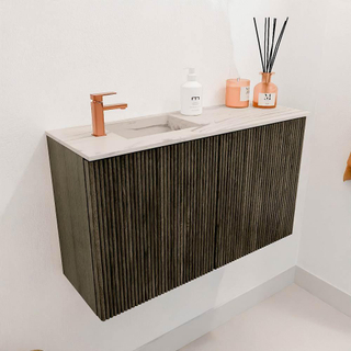 Mondiaz JOYA-DLUX 70cm toiletmeubel - kleur Shadow - Wastafel FAYE positie Links 1 kraangat kleur Nata.