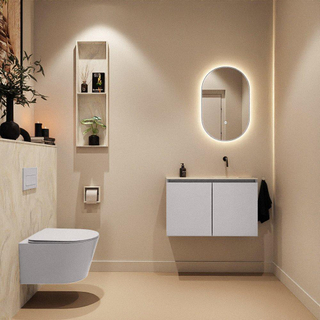 MONDIAZ TURE-DLUX Meuble toilette - 80cm - Cale - EDEN - vasque Ostra - position droite - sans trou de robinet