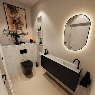 MONDIAZ TURE-DLUX Meuble toilette - 120cm - Urban - EDEN - vasque Opalo - position droite - 1 trou de robinet