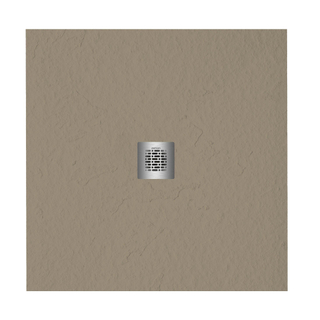 ZEZA Grade receveur de douche - 90x90cm - antidérapant - antibactérien - marbre minéral - carré - mat crème (taupe)