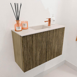 Mondiaz JOYA-DLUX 60cm toiletmeubel - kleur Dusk - Wastafel FAYE positie Midden 1 kraangat kleur Meli.