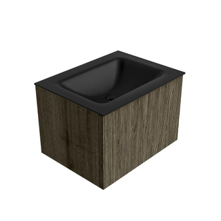 Mondiaz KURVE Badkamermeubelset - 60x46x40cm - 1 lade - wastafel solid surface - midden - 1 kraangat - Shadow