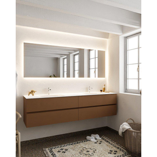 MONDIAZ VICA Ensemble de meuble salle de bain - 200cm - 4 tiroirs - lavabo Cloud double - 2 trous de robinet - solid surface rouille