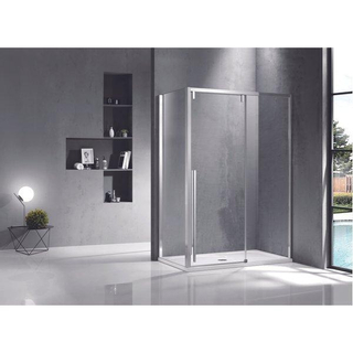 Saniclass Neptune Cabine de douche 150x90x200cm avec porte coulissante verre de sécurité 8mm anticalcaire Argent poli