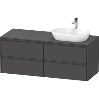 Duravit ketho 2 meuble sous lavabo avec plaque de console avec 4 tiroirs pour lavabo à droite 140x55x56.8cm avec poignées anthracite graphite mat