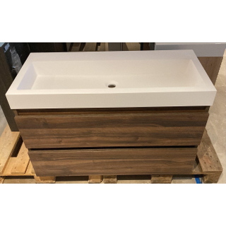 Adema Chaci Badkameronderkast - 100cm - 2 lades - greeploos - noten (hout) OUTLETSTORE