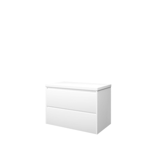 Proline top ensemble de meubles de salle de bains 80x46x55.2cm plaque de recouvrement et meuble symétrique blanc mat