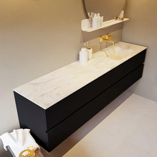 Mondiaz VICA-DLUX ensemble de meuble de salle de bain - 200cm - meuble sous-vasque urban - 4 tiroirs - lavabo encastré cloud droite - sans trous de robinet - version haute de 60cm - ostra