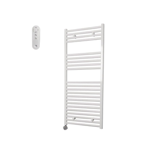 Sanicare HVS Radiateur électrique - 111.8x60cm - 730W - avec télécommande - thermostat - chrome - bas gauche - blanc