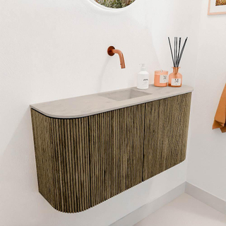 Mondiaz JOYA-DLUX 83.2cm toiletmeubel - ronding links en rechts kleur Dusk - Wastafel FAYE positie Midden Zonder kraangat kleur Opalo.