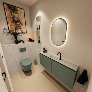 MONDIAZ TURE-DLUX Meuble toilette - 120cm - Army - EDEN - vasque Opalo - position centrale - 1 trou de robinet