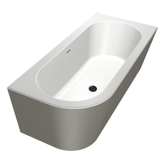 Xenz charley xs baignoire d'angle, droite 165x75 bicolore blanc/ciment avec combinaison de remplissage de baignoire 7006 noir mat
