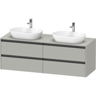 Duravit ketho meuble sous 2 lavabos avec plaque console et 4 tiroirs pour double lavabo 160x55x56.8cm avec poignées anthracite béton gris mat