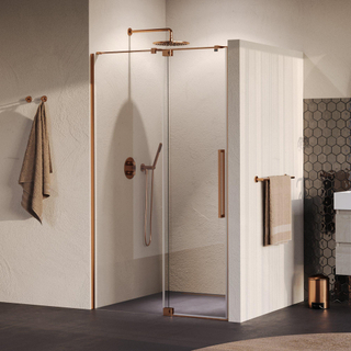 BRAUER Stellar Nisdeur - 2-delig - 120x200cm - draaideur - glascoating - omkeerbaar - helder glas - geborsteld koper PVD